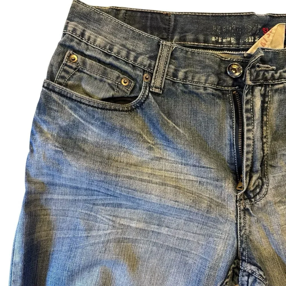 Urban Pipeline Slim Straight Mens Jeans 34x32 Distressed Y2K Style Vintage Denim